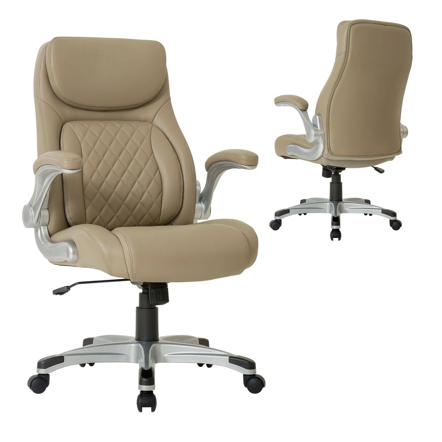 +Posture Ergonomic Pu Leather Office Chair. Click5 Lumbar Support, Black