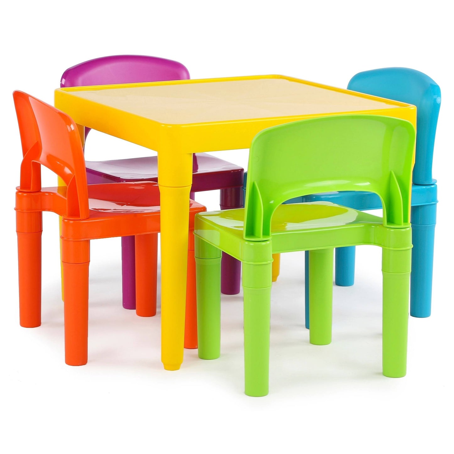 , Purple Kids Lightweight Plastic Table And 4 Chairs Set, Square