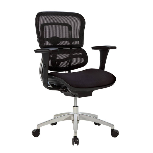 12000 Series Ergonomic Mesh-Mesh Mid-Back Chair, Black-Black